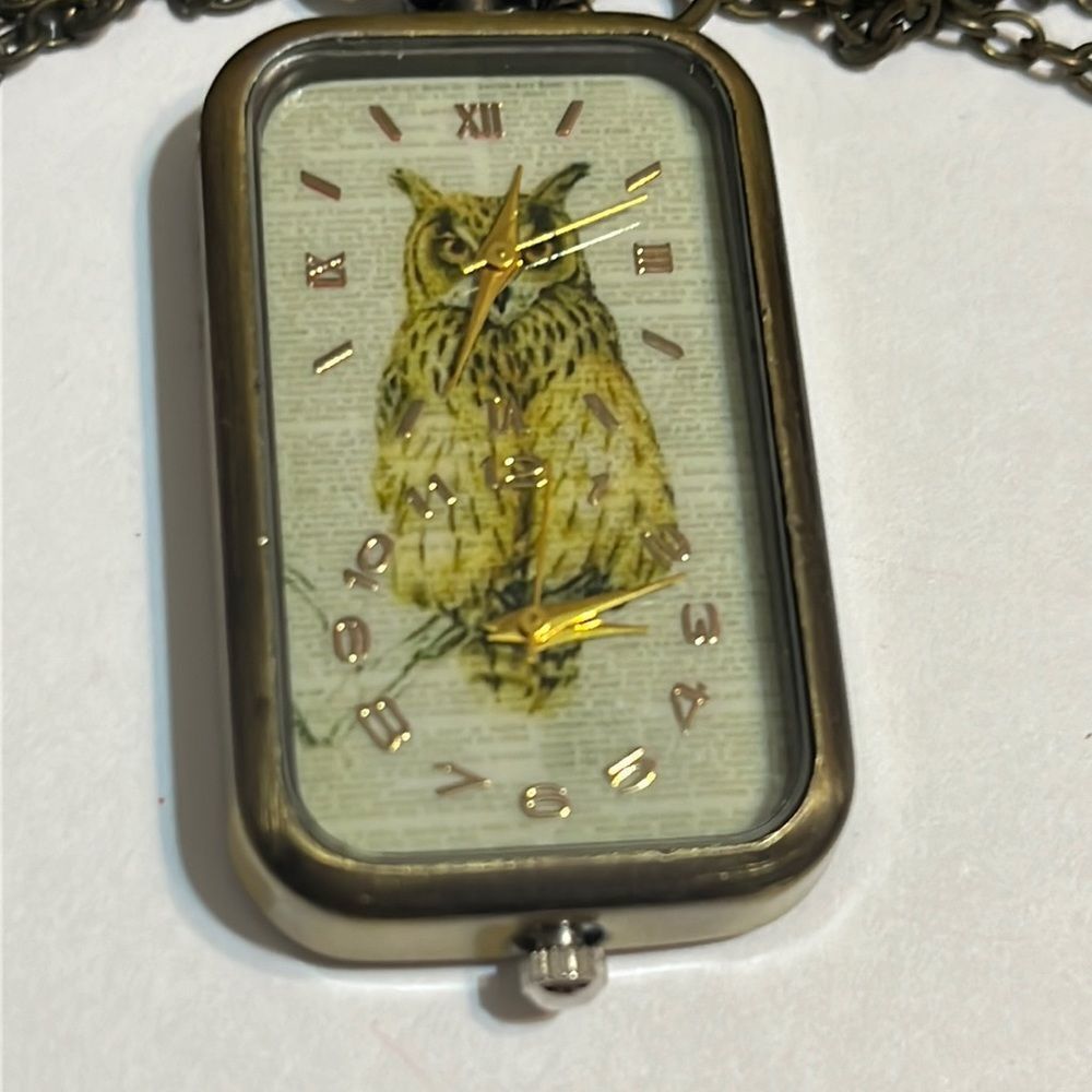 New but vintage owl watch necklace